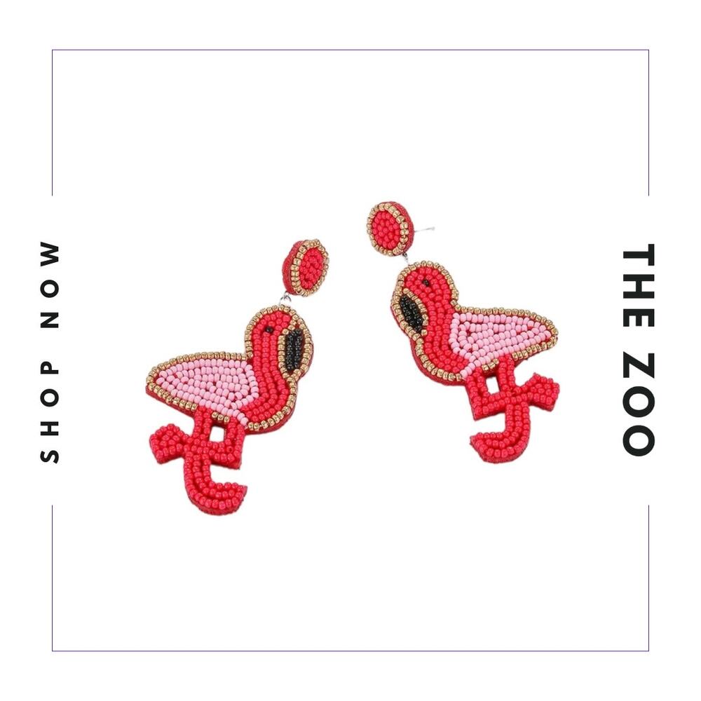 New Beaded‎ Flamingo Earrings